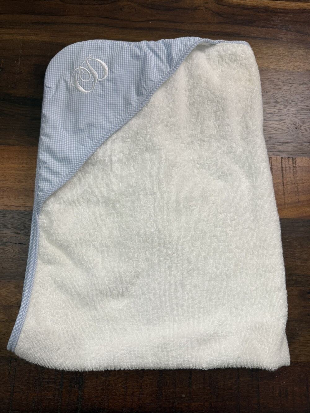 Baby Dior hooded towel with Blue Trim, Unisex, 100% Cotton 35 x 26